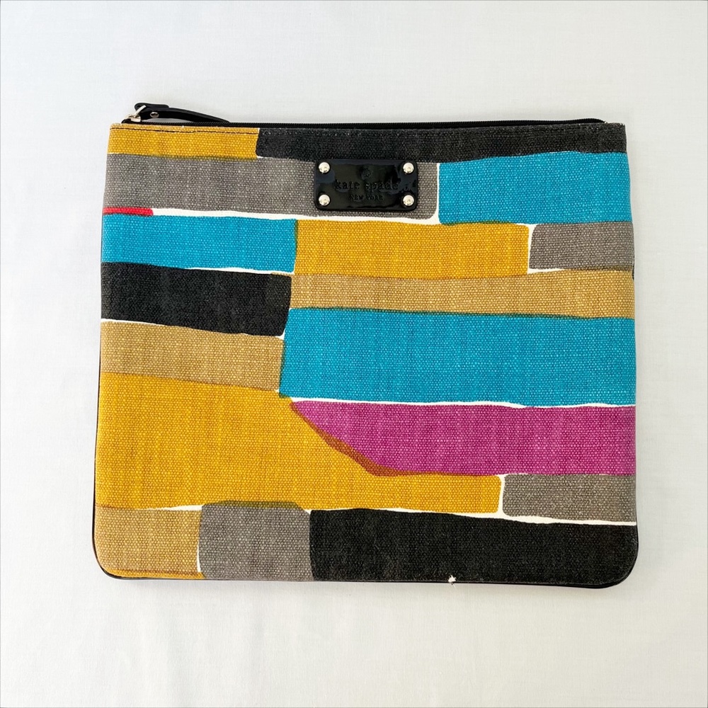 kate spade Multicolor Striped Canvas Wristlet Clutch